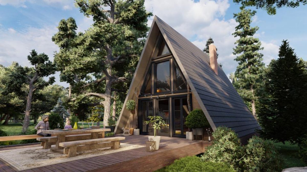 Дом в стиле A-frame (дом шалаш). Строительная площадь 107 кв